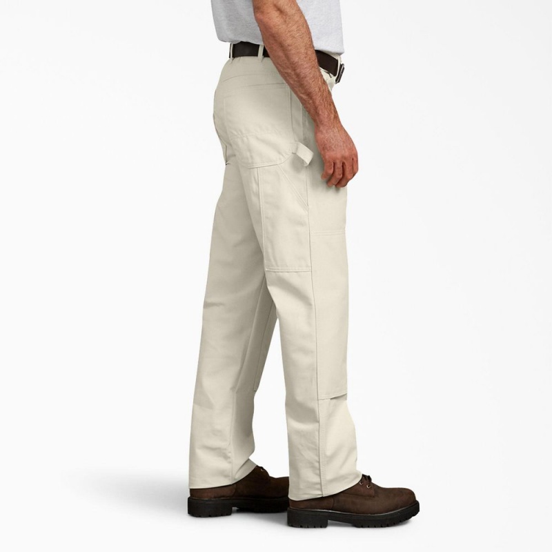 Beige Men's Dickies Relaxed Fit Double Knee Carpenter Painter's Pants | NWI290837