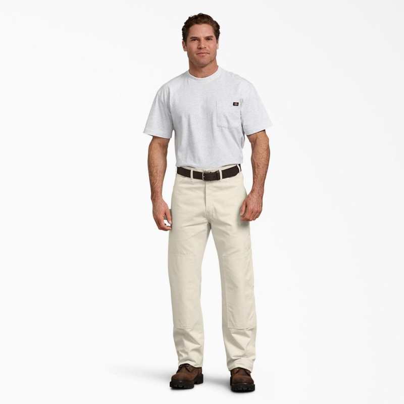 Beige Men's Dickies Relaxed Fit Double Knee Carpenter Painter's Pants | NWI290837