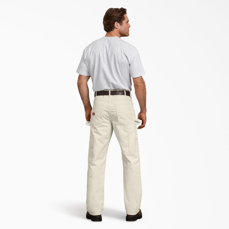 Beige Men's Dickies Relaxed Fit Double Knee Carpenter Painter's Pants | NWI290837