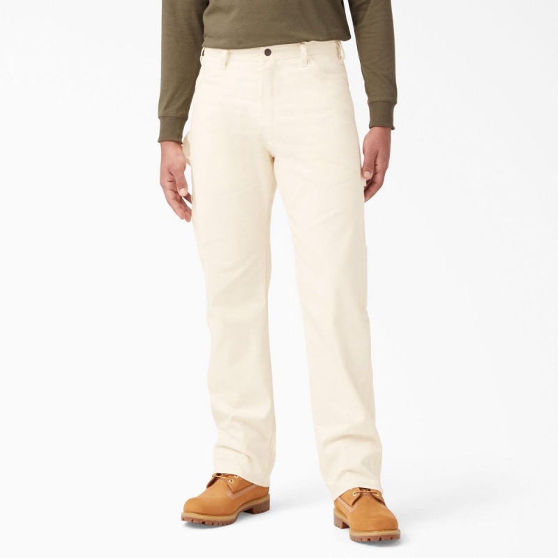 Beige Men\'s Dickies Relaxed Fit Straight Leg Painter\'s Pants | GUX758319