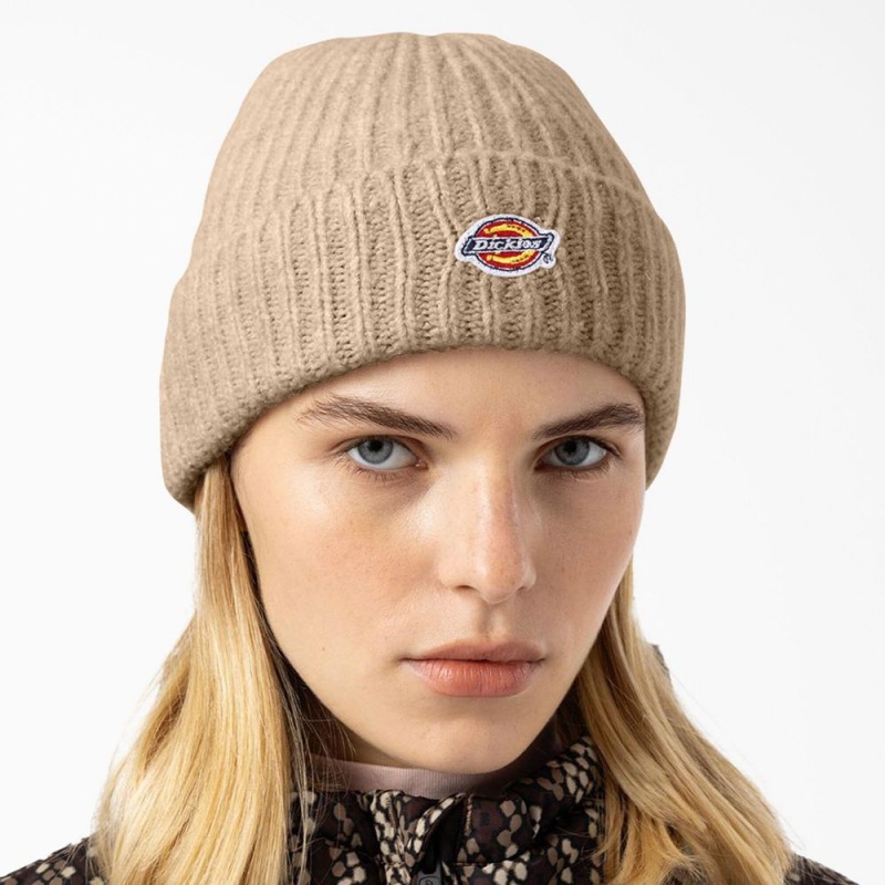 Beige Women's Dickies Brewton Beanie | UFR610354