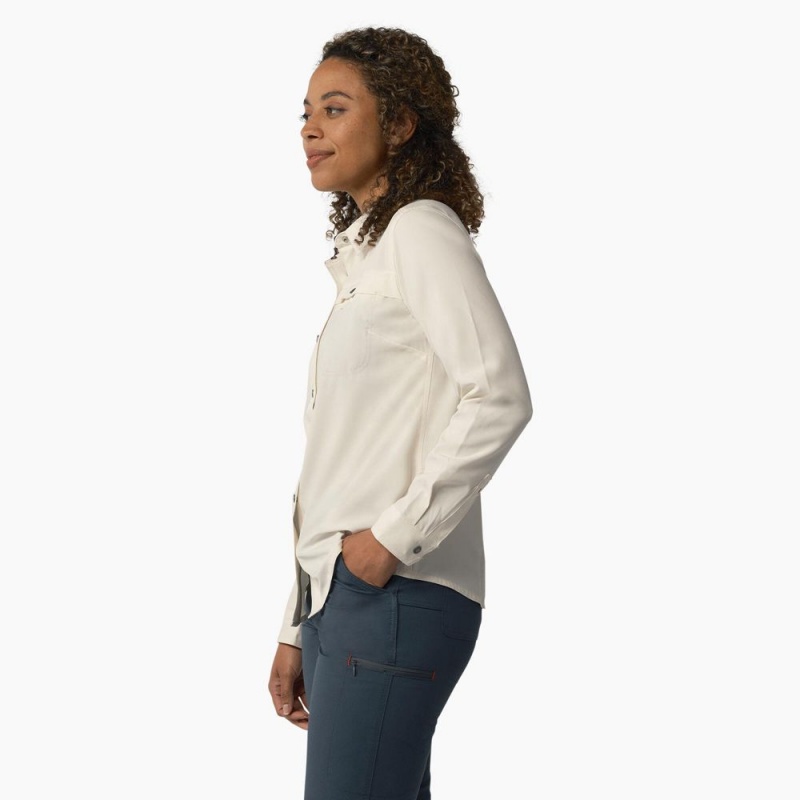 Beige Women's Dickies Cooling Roll-Tab Work Shirts | SDG098743