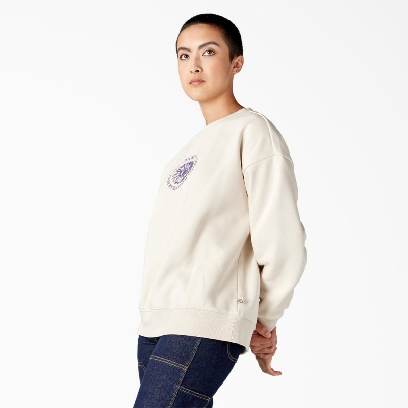 Beige Women's Dickies Garden Plain Sweatshirt | BAE061943