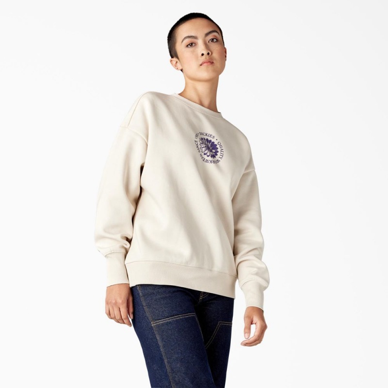 Beige Women's Dickies Garden Plain Sweatshirt | BAE061943