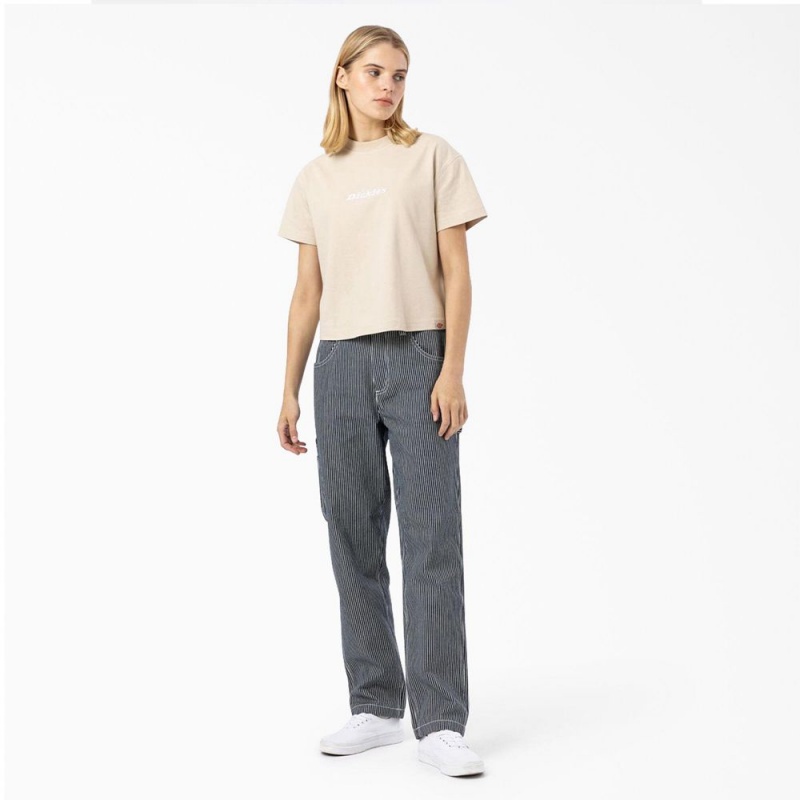 Beige Women's Dickies Loretto Cropped T-Shirt | HXC680173