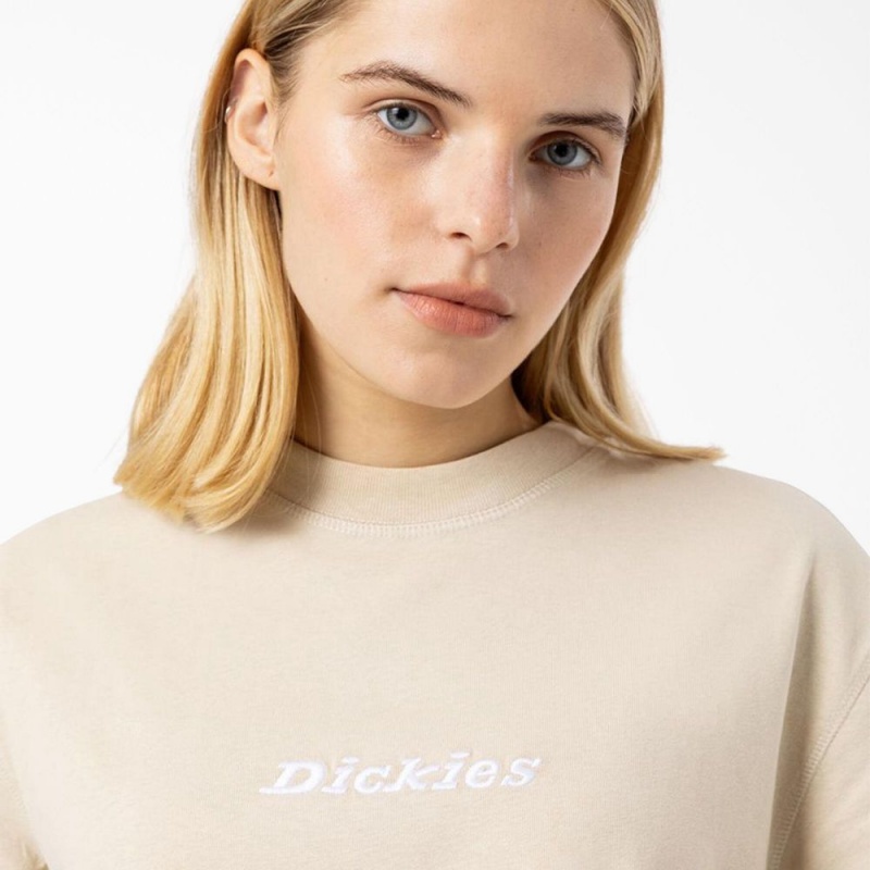 Beige Women's Dickies Loretto Cropped T-Shirt | HXC680173