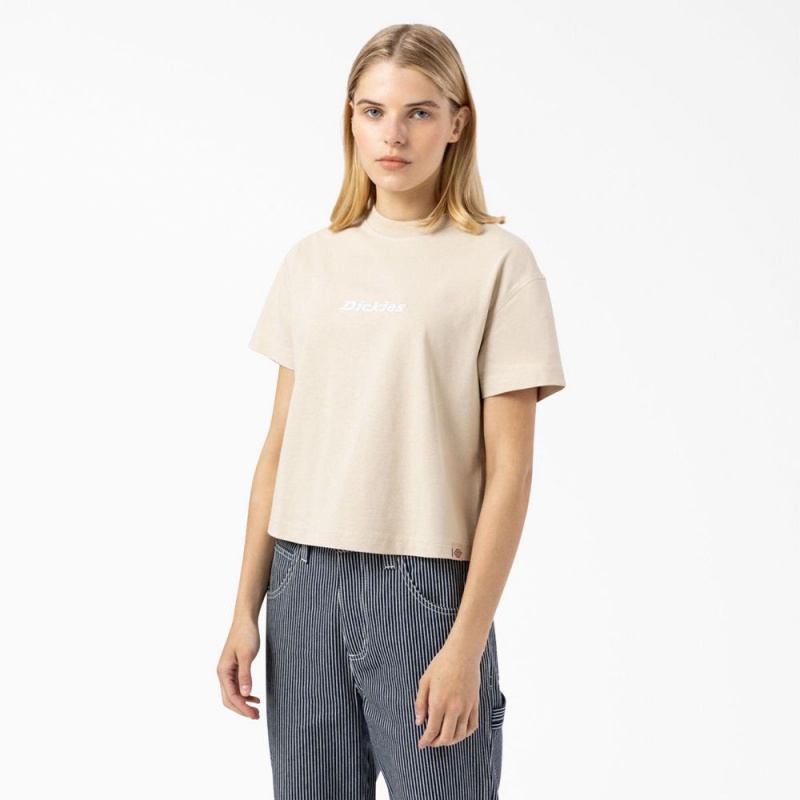 Beige Women\'s Dickies Loretto Cropped T-Shirt | HXC680173