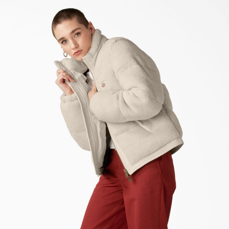 Beige Women's Dickies Mount Hope Puffer Jacket | HYP436587