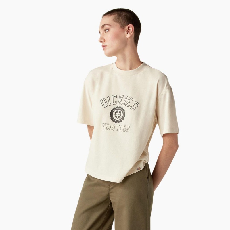 Beige Women's Dickies Oxford Graphic T-Shirt | ZFE896752