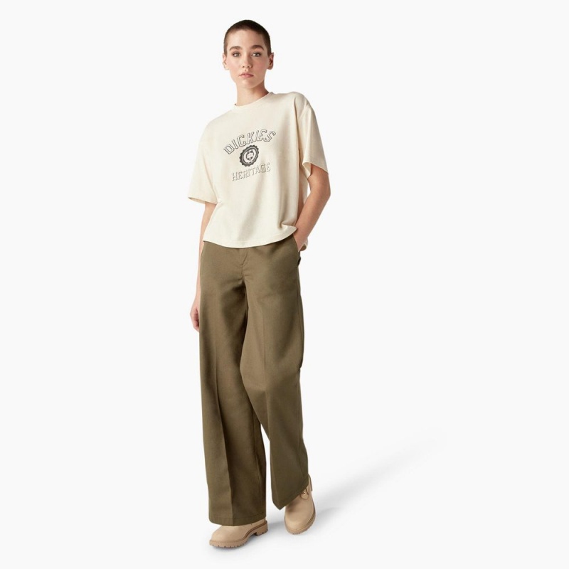 Beige Women's Dickies Oxford Graphic T-Shirt | ZFE896752