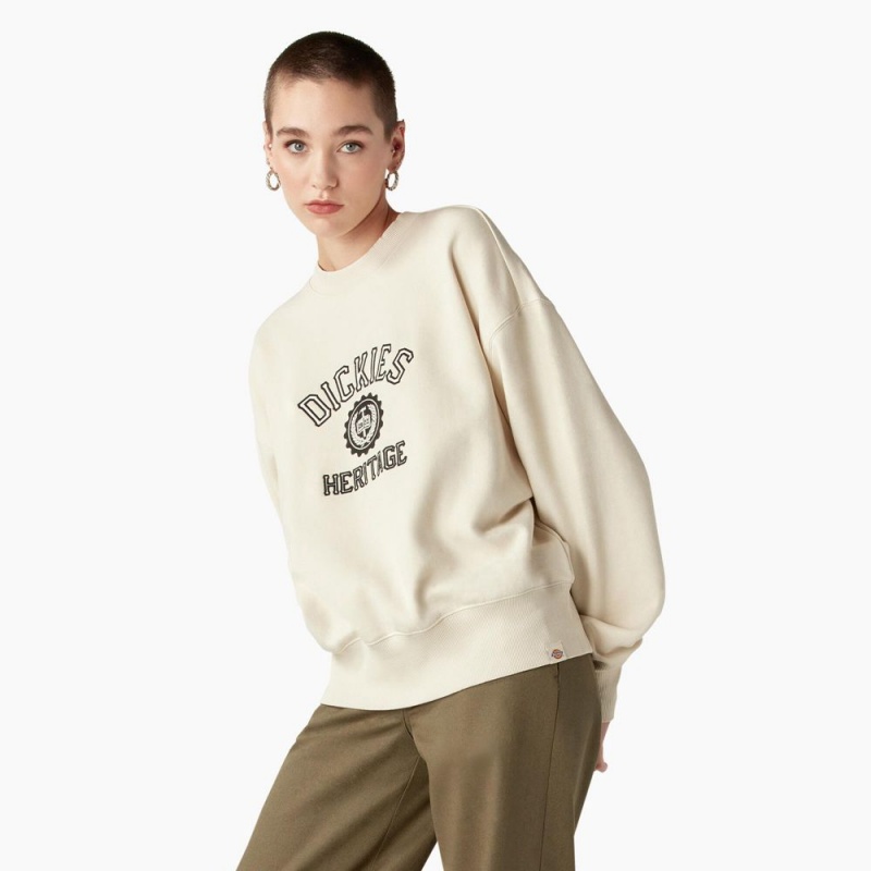 Beige Women's Dickies Oxford Sweatshirt | FDB014723