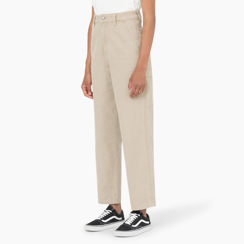 Beige Women's Dickies Regular Fit Duck Pants | HCI178529