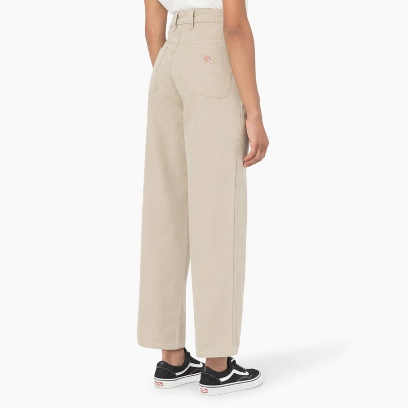 Beige Women's Dickies Regular Fit Duck Pants | HCI178529