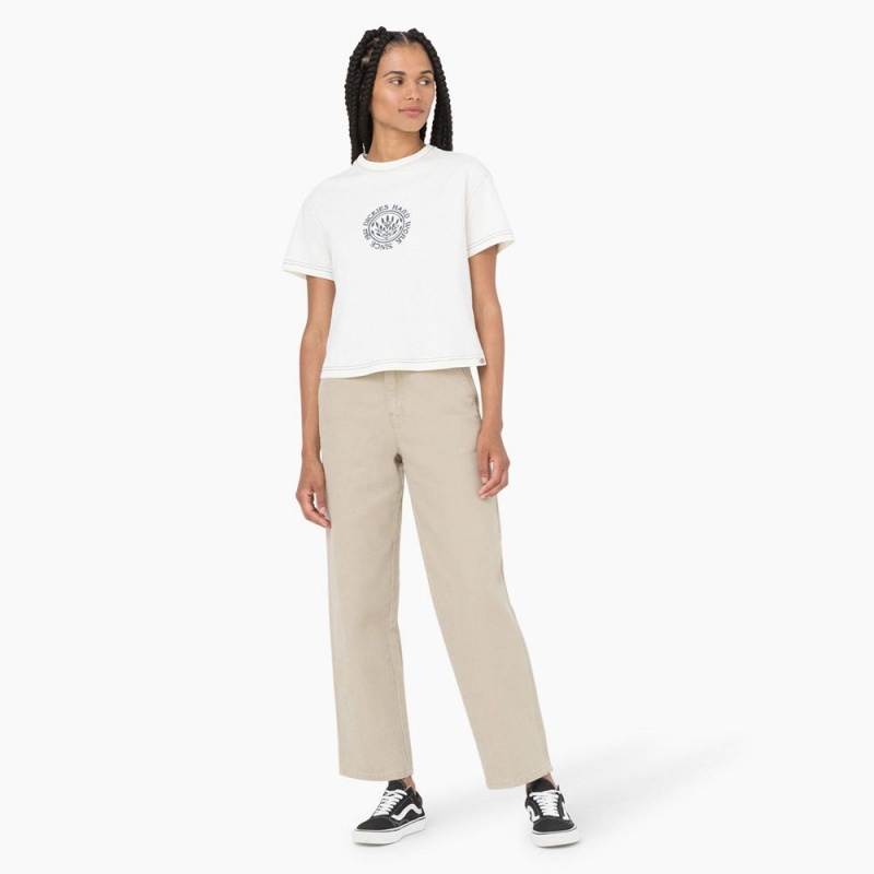 Beige Women's Dickies Regular Fit Duck Pants | HCI178529