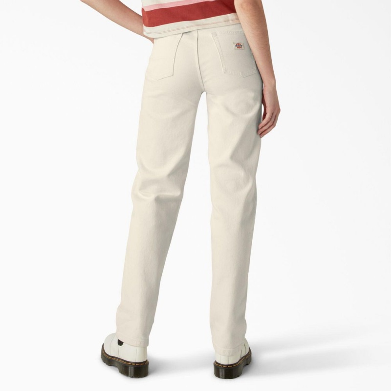 Beige Women's Dickies Thomasville Relaxed Fit Jeans | KYR264803