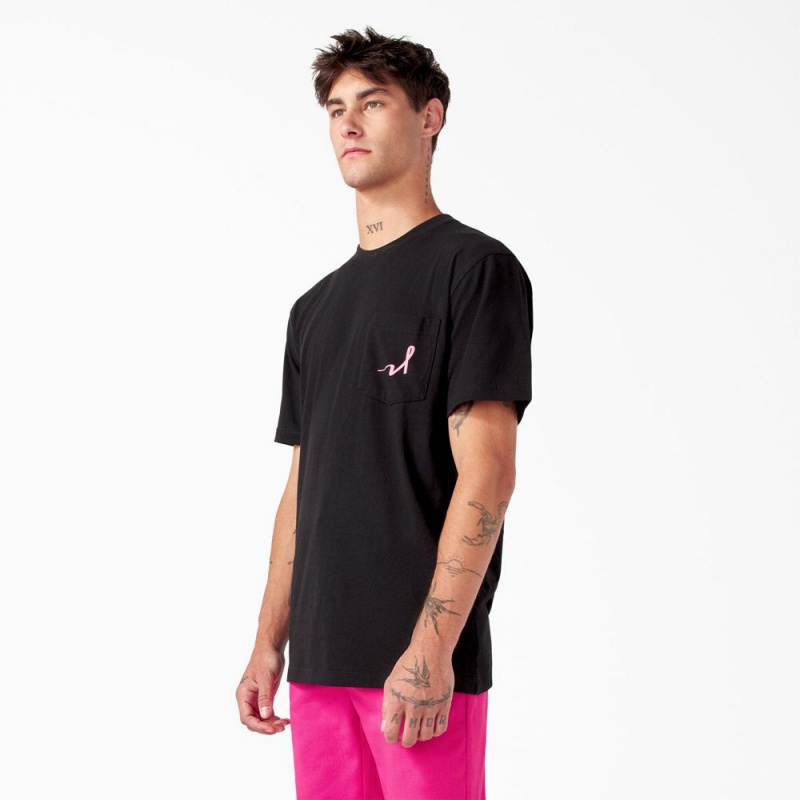 Black Men's Dickies Breast Cancer Awareness Heavyweight T-Shirt | FAL213095