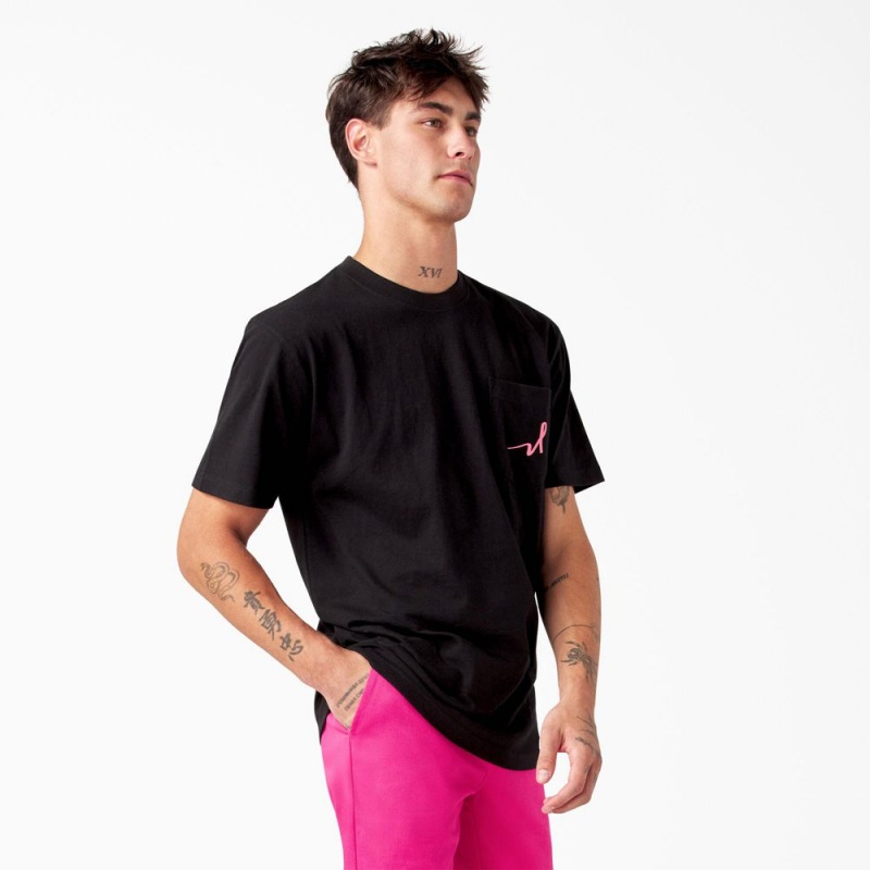 Black Men's Dickies Breast Cancer Awareness Heavyweight T-Shirt | FAL213095