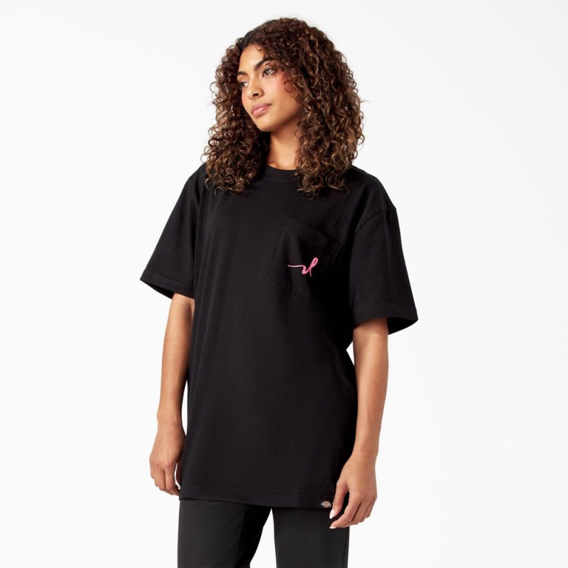 Black Men's Dickies Breast Cancer Awareness Heavyweight T-Shirt | FAL213095