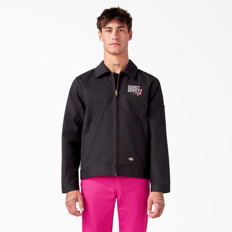 Black Men\'s Dickies Breast Cancer Awareness Eisenhower Jacket | AIT092384