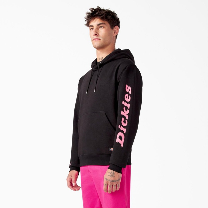 Black Men's Dickies Breast Cancer Awareness Logo Hoodie | VZA315609