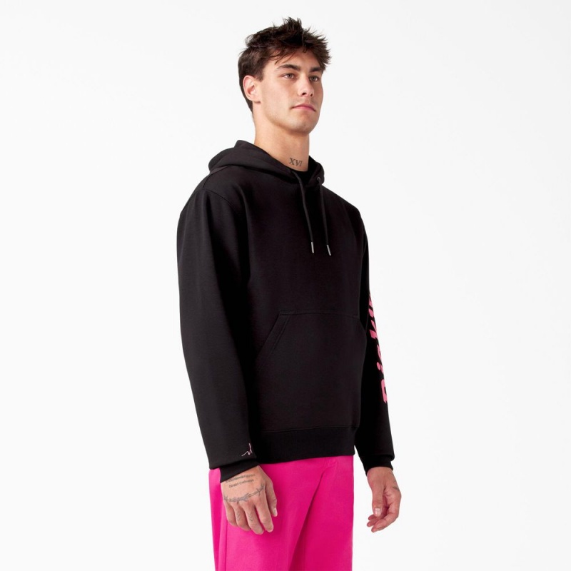 Black Men's Dickies Breast Cancer Awareness Logo Hoodie | VZA315609