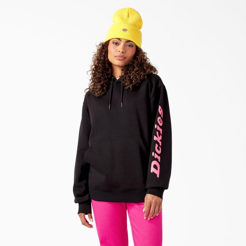 Black Men's Dickies Breast Cancer Awareness Logo Hoodie | VZA315609