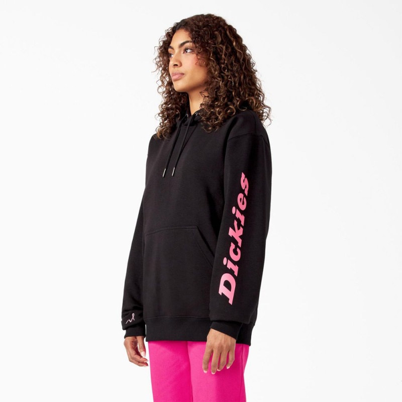 Black Men's Dickies Breast Cancer Awareness Logo Hoodie | VZA315609