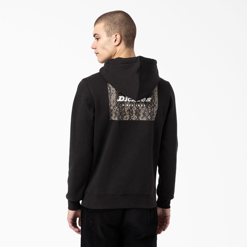 Black Men\'s Dickies Camden Box Graphic Hoodie | GOH720134