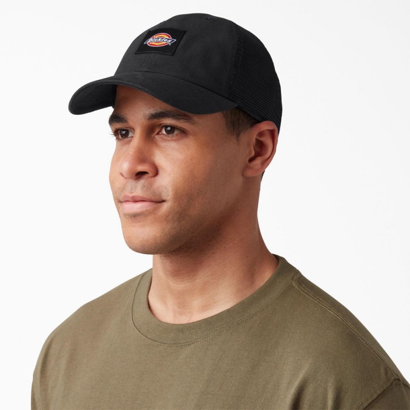 Black Men's Dickies Canvas Trucker Hat | DUG341670