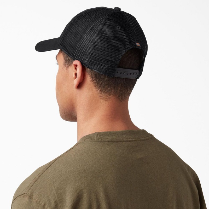 Black Men's Dickies Canvas Trucker Hat | DUG341670