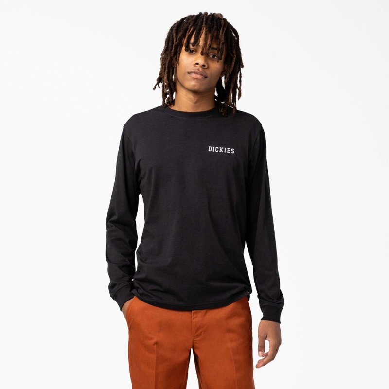 Black Men's Dickies Cleveland Long Sleeve T-Shirt | DIP692134