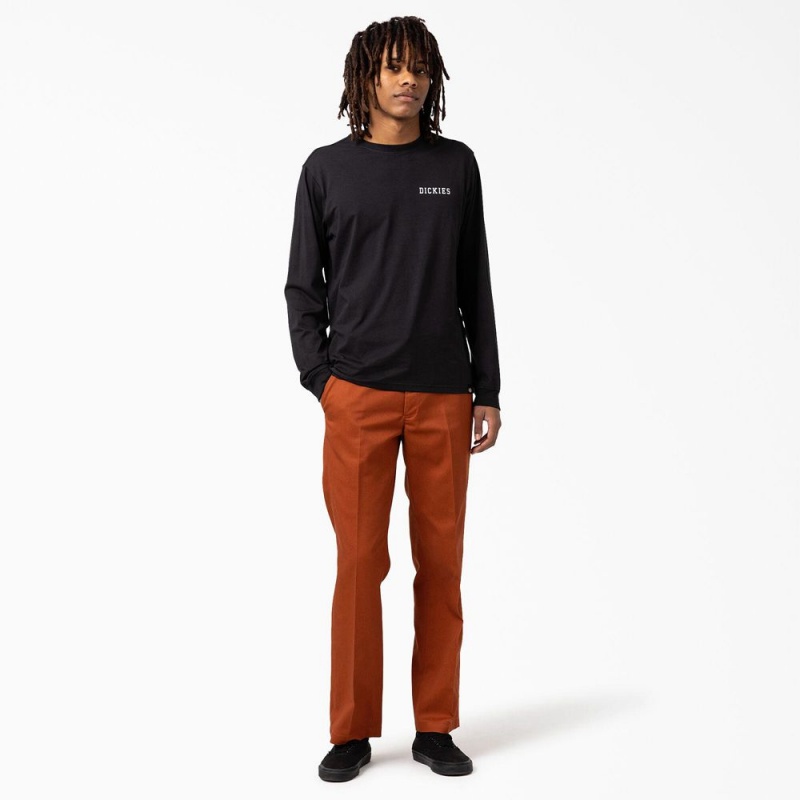 Black Men's Dickies Cleveland Long Sleeve T-Shirt | DIP692134