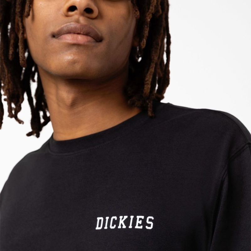 Black Men's Dickies Cleveland Long Sleeve T-Shirt | DIP692134