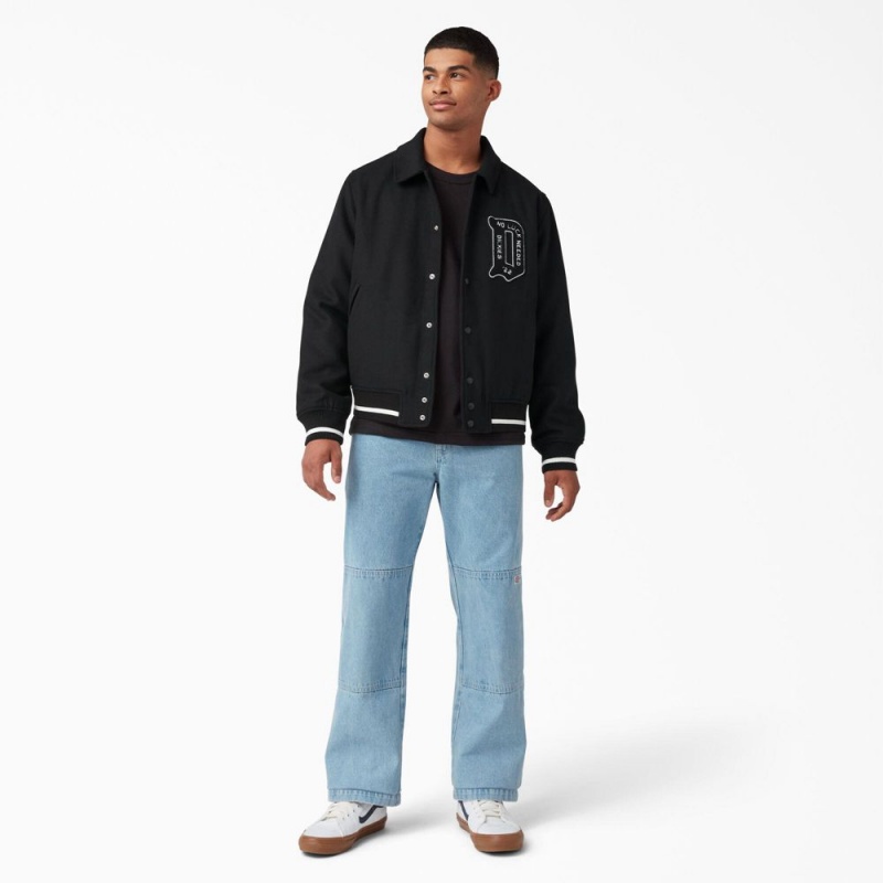 Black Men's Dickies Collegiate Jacket | EPF859216