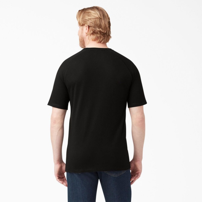 Black Men's Dickies Cooling Short Sleeve Pocket T-Shirt | DCX896705