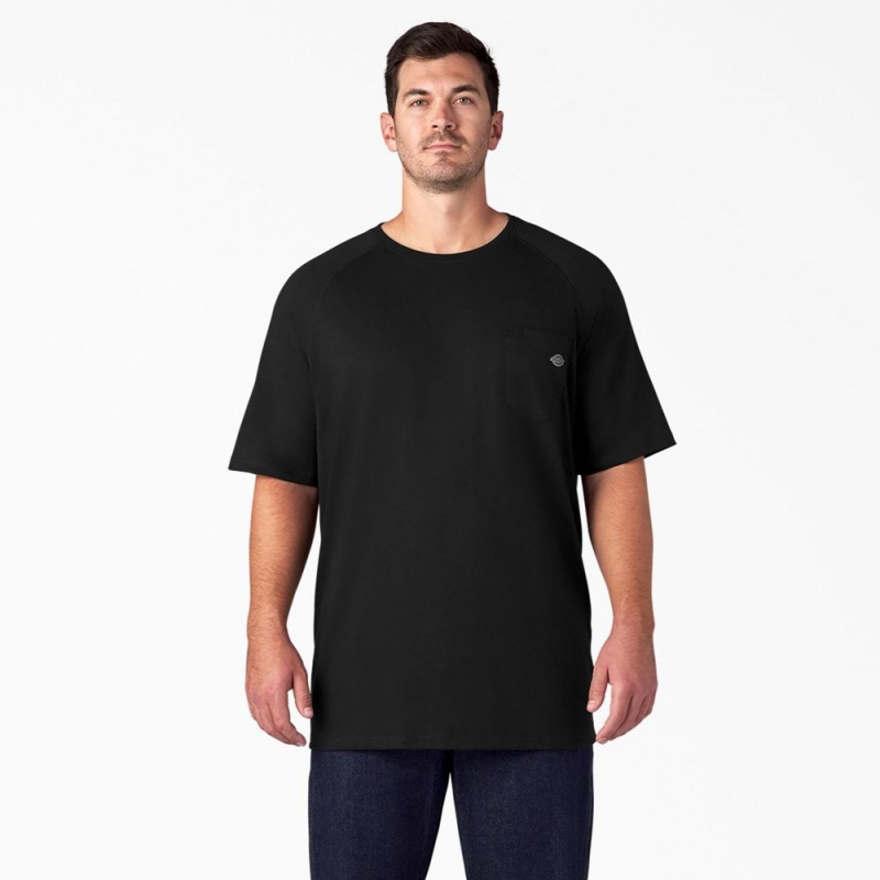 Black Men's Dickies Cooling Short Sleeve Pocket T-Shirt | DCX896705