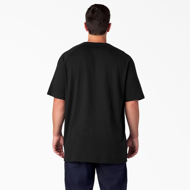 Black Men's Dickies Cooling Short Sleeve Pocket T-Shirt | DCX896705