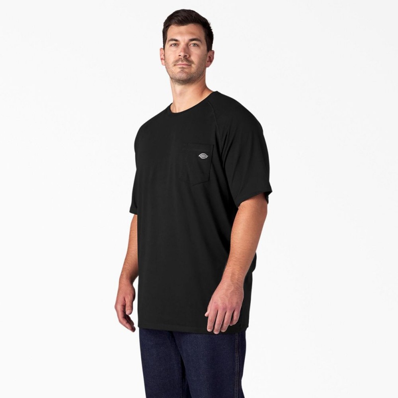 Black Men's Dickies Cooling Short Sleeve Pocket T-Shirt | DCX896705