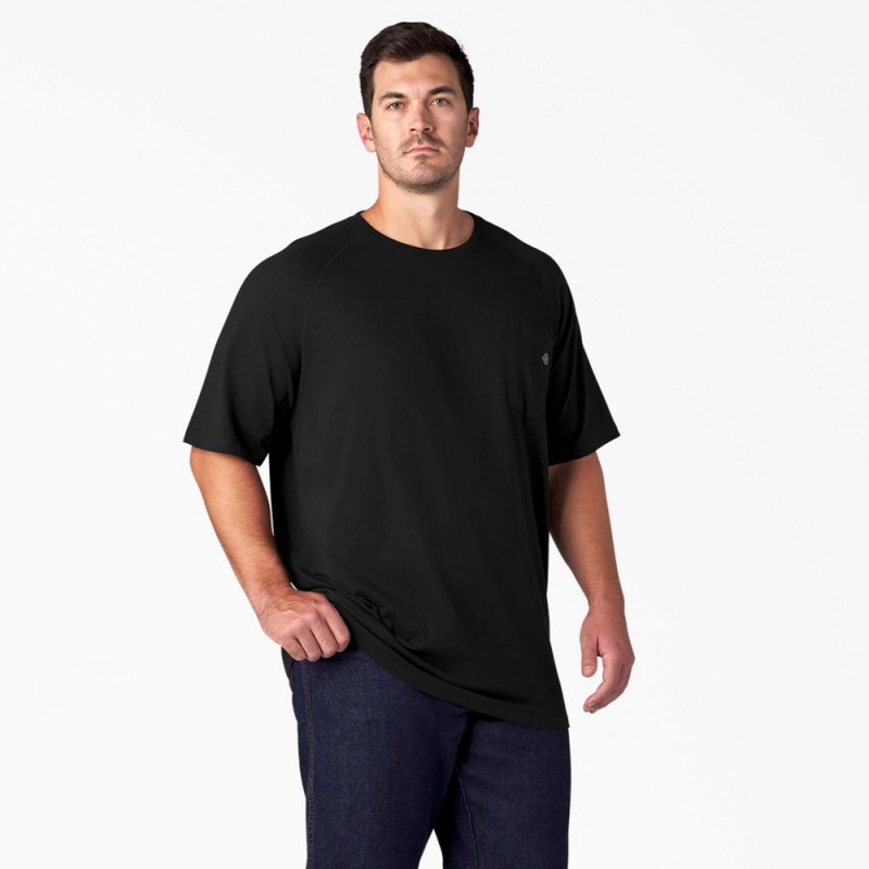 Black Men's Dickies Cooling Short Sleeve Pocket T-Shirt | DCX896705