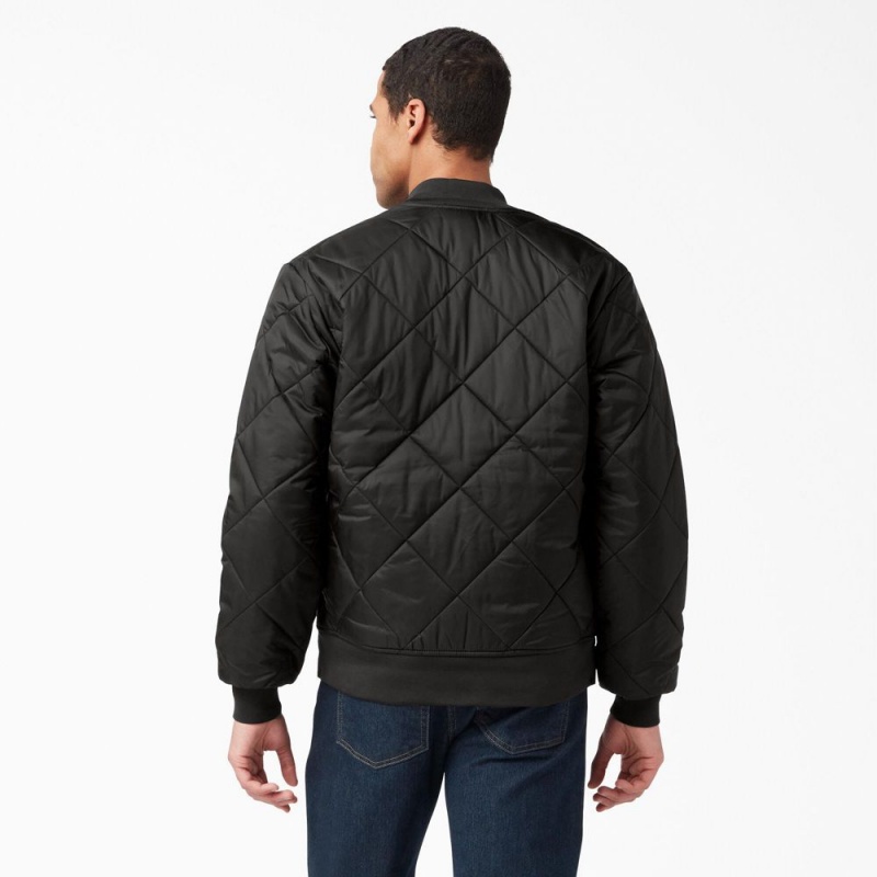 Black Men's Dickies Diamond Quilted Jacket | ZOP160487