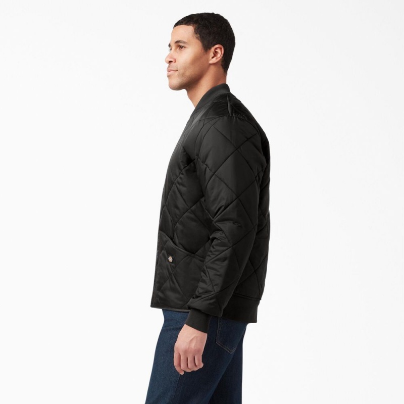 Black Men's Dickies Diamond Quilted Jacket | ZOP160487