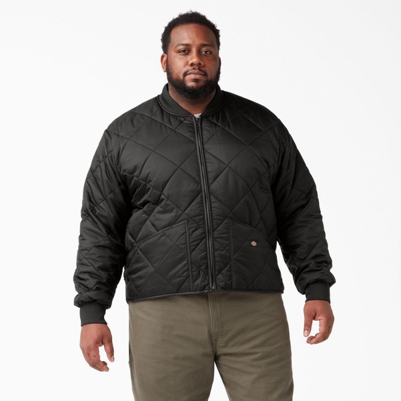 Black Men's Dickies Diamond Quilted Jacket | ZOP160487