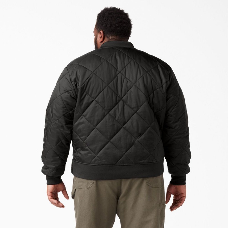 Black Men's Dickies Diamond Quilted Jacket | ZOP160487