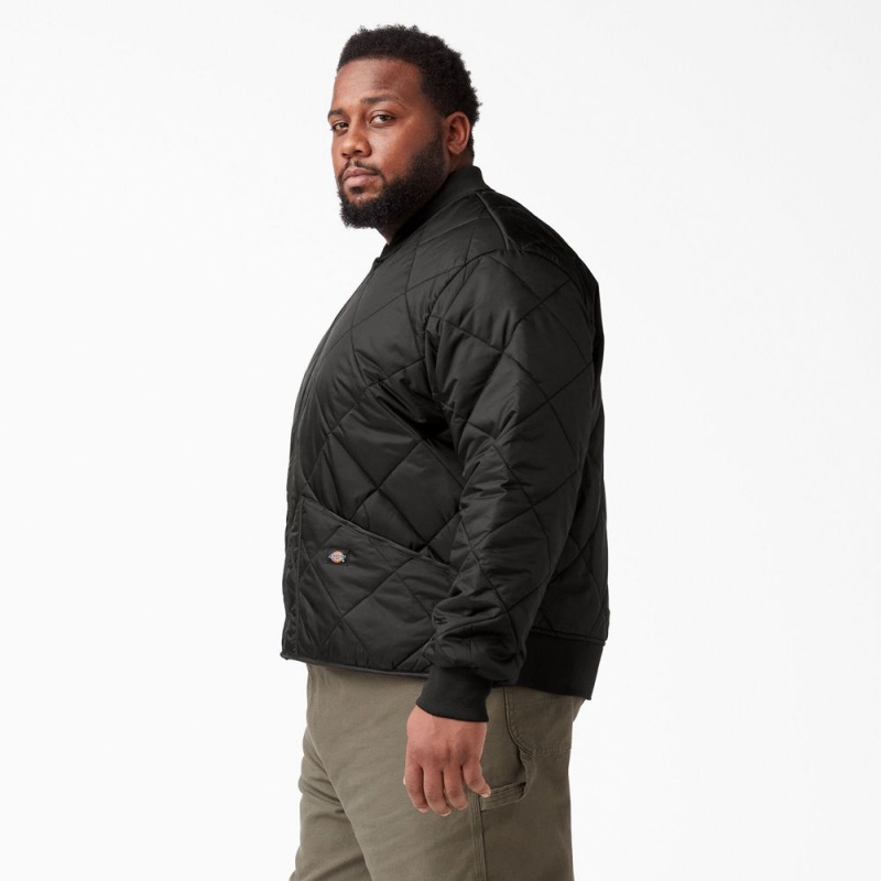 Black Men's Dickies Diamond Quilted Jacket | ZOP160487