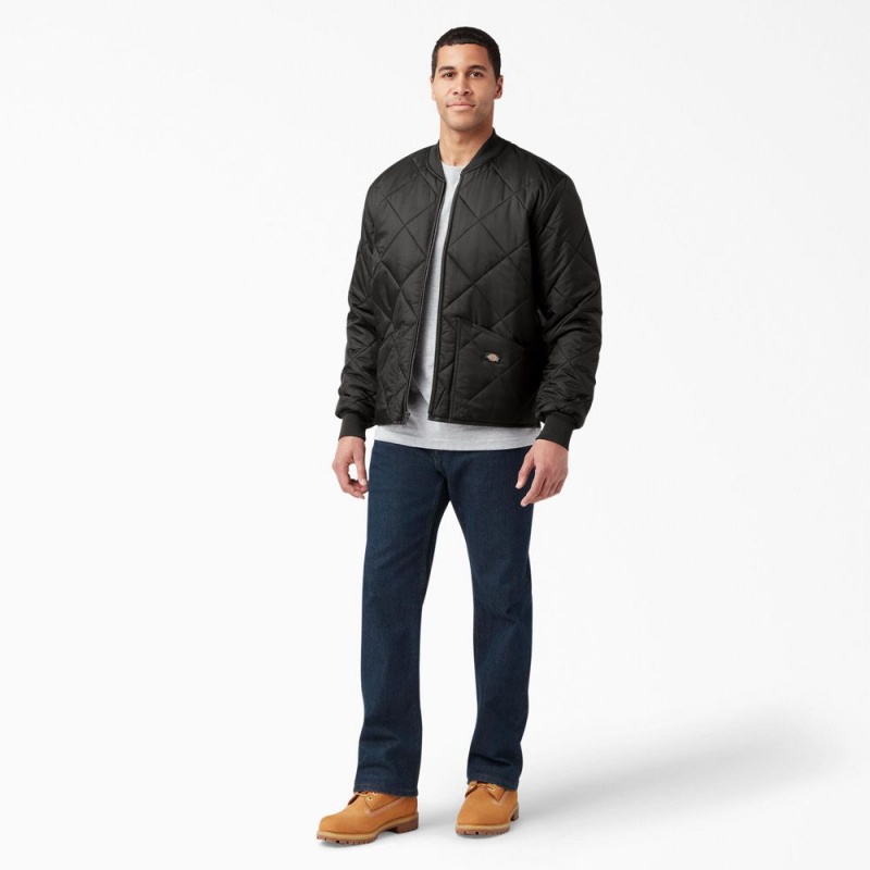 Black Men's Dickies Diamond Quilted Jacket | ZOP160487