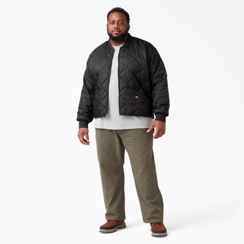 Black Men's Dickies Diamond Quilted Jacket | ZOP160487