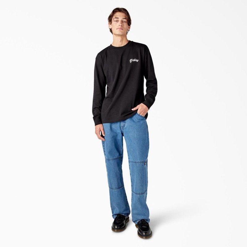 Black Men's Dickies Dighton Long Sleeve Graphic T-Shirt | DAI861402