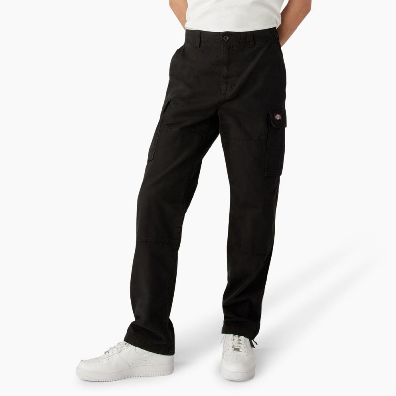 Black Men's Dickies Double Knee Canvas Cargo Pants | JQW382175