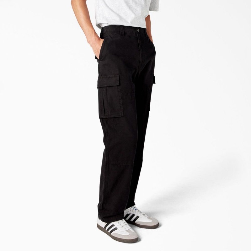 Black Men's Dickies Double Knee Canvas Cargo Pants | JQW382175