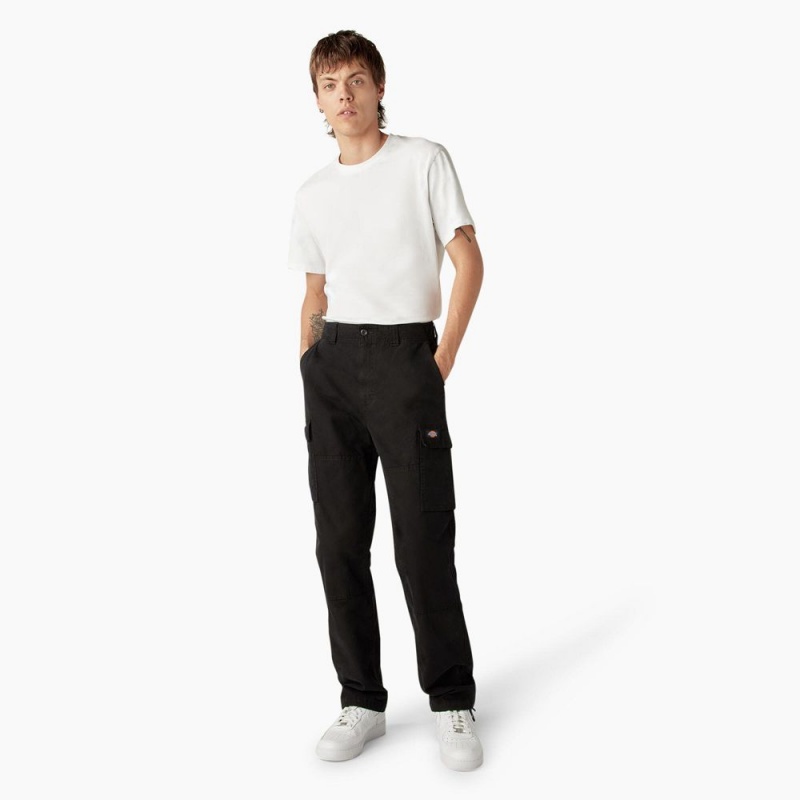 Black Men's Dickies Double Knee Canvas Cargo Pants | JQW382175